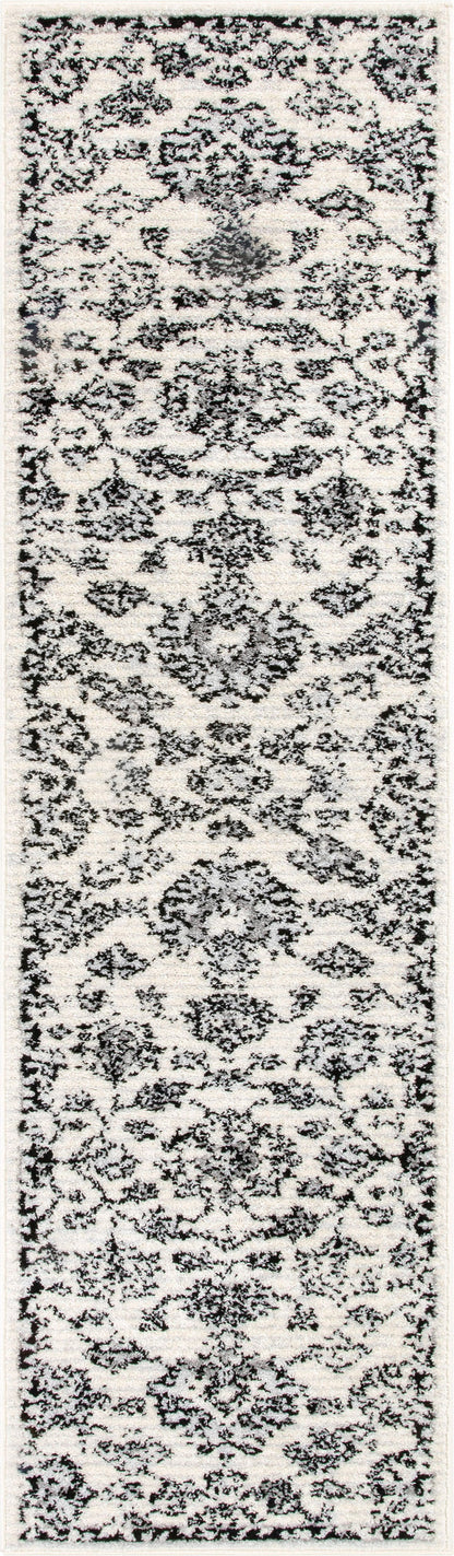 Palace Persian Oriental Botanical Ivory Grey High-Low Rug