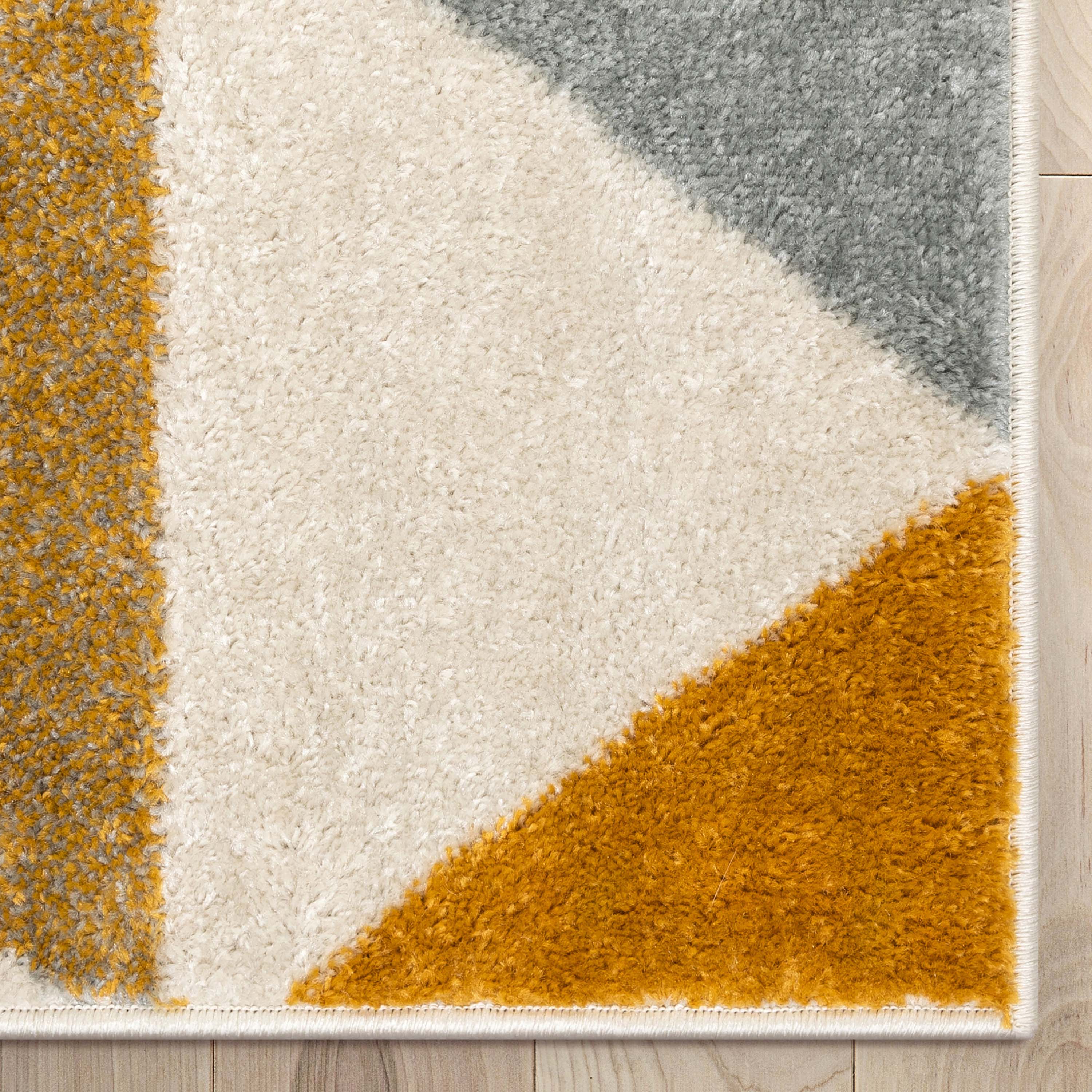 Alvin Gold Modern Geometric Rug Well Woven