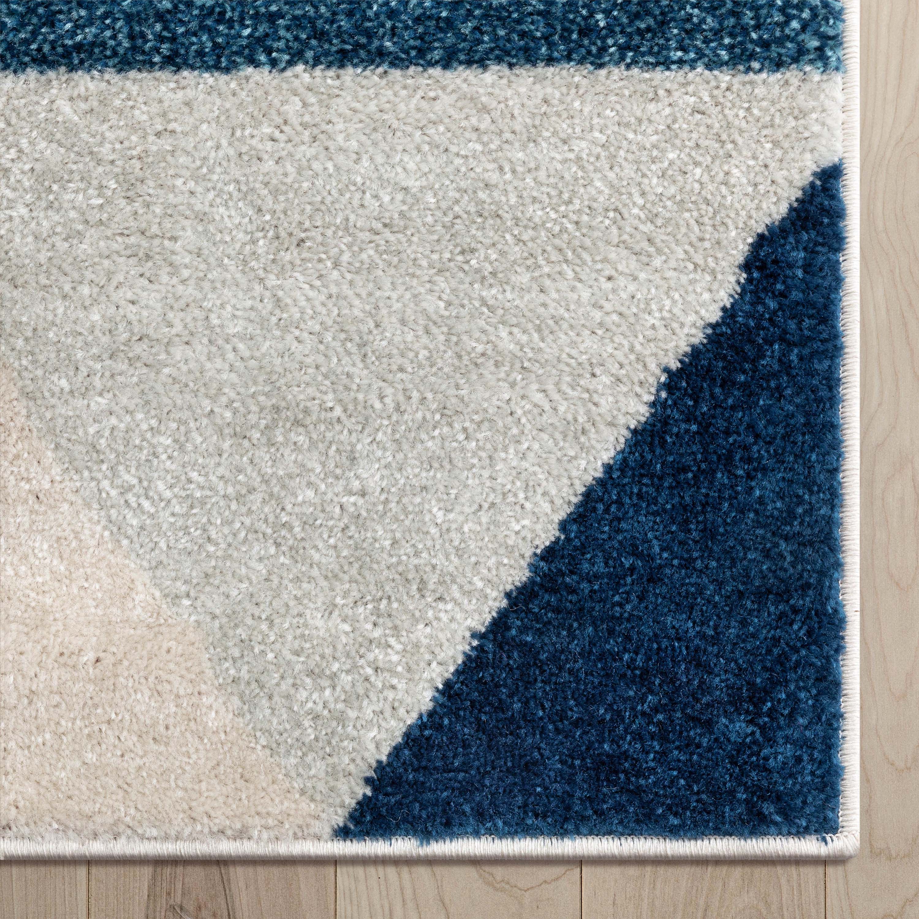 Alvin Blue Modern Geometric Rug Well Woven