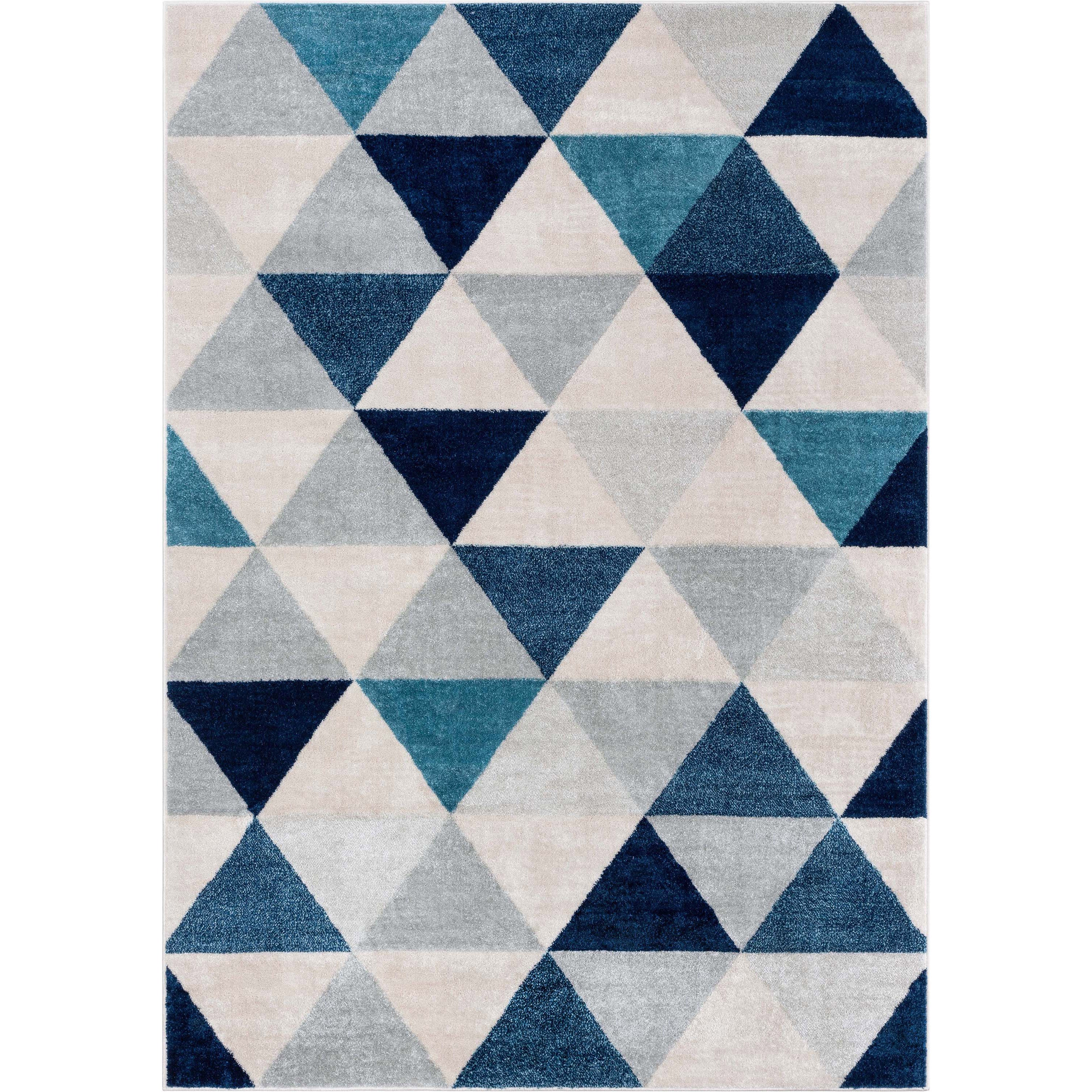 Alvin Blue Modern Geometric Rug Well Woven