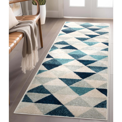 Alvin Blue Modern Geometric Rug