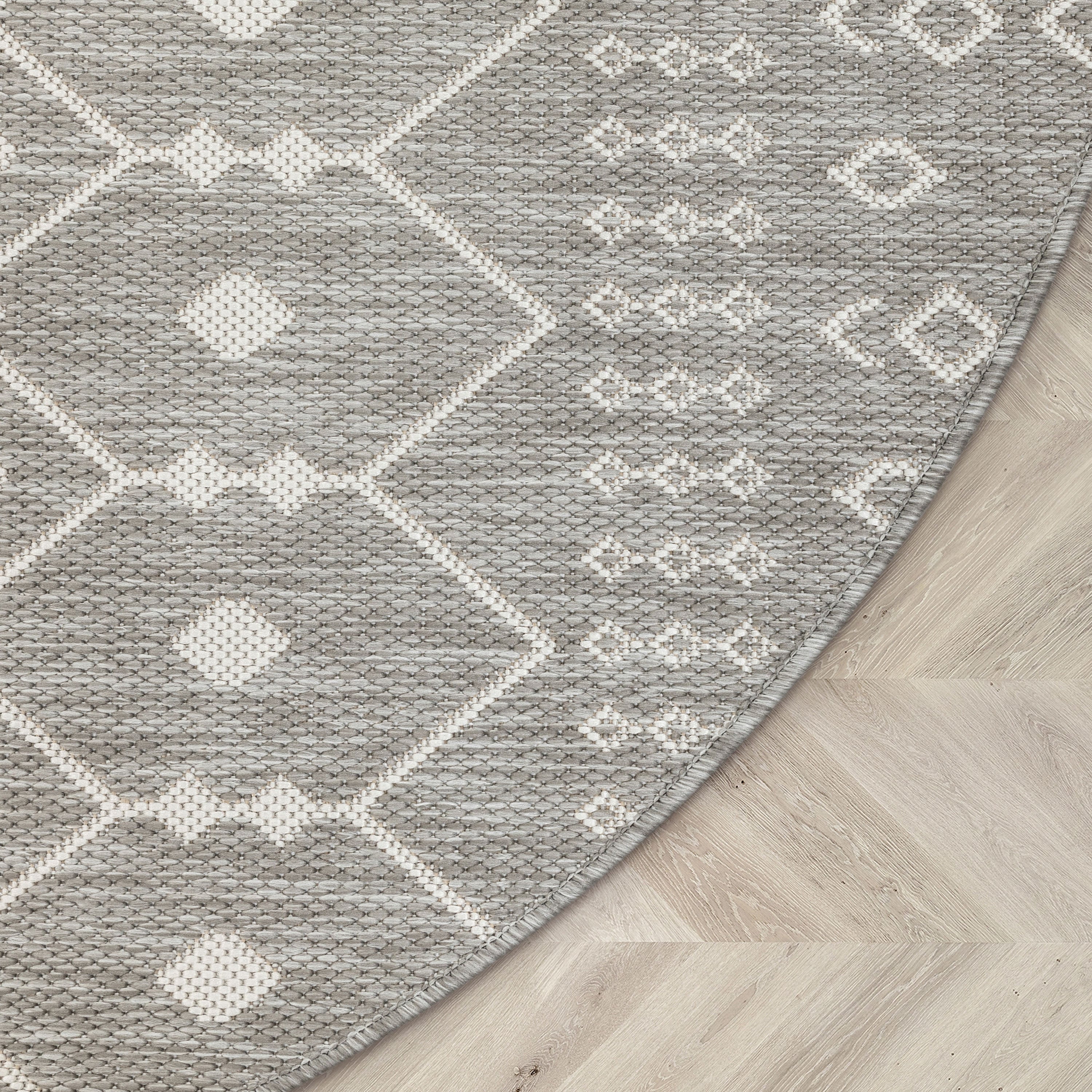 Nord Moroccan Tribal Indoor Outdoor Light Grey Flatweave Rug