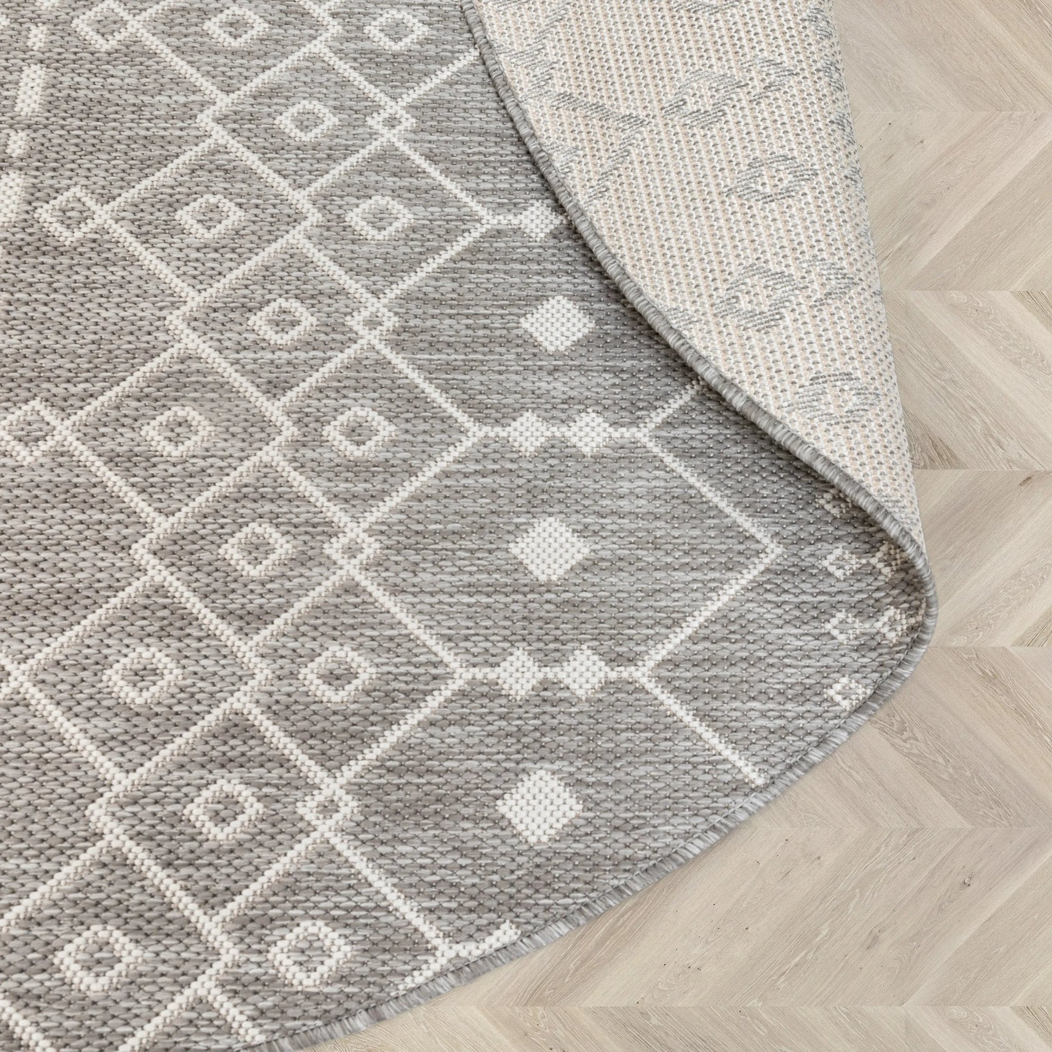 Nord Moroccan Tribal Indoor Outdoor Light Grey Flatweave Rug Well Woven