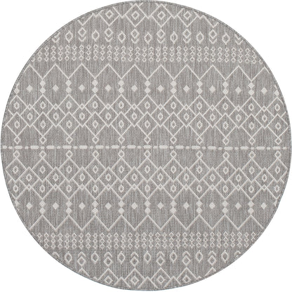 Nord Moroccan Tribal Indoor Outdoor Light Grey Flatweave Rug