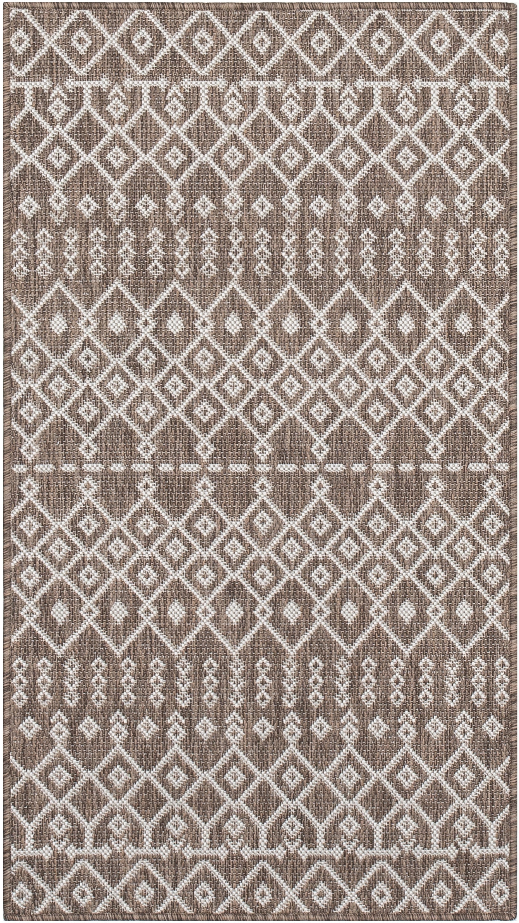 Nord Moroccan Tribal Indoor Outdoor Taupe Flatweave Rug