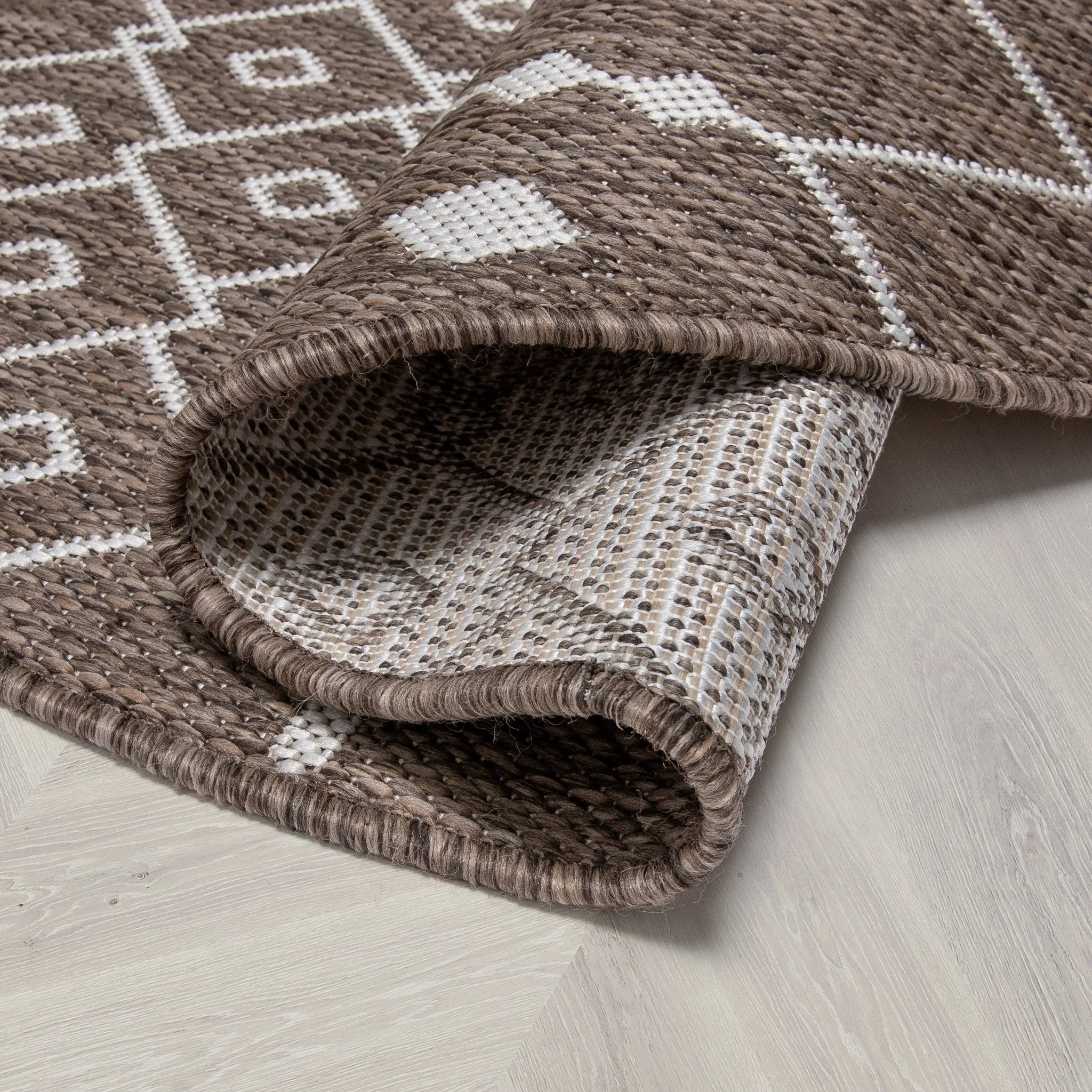 Nord Moroccan Tribal Indoor Outdoor Taupe Flatweave Rug Well Woven