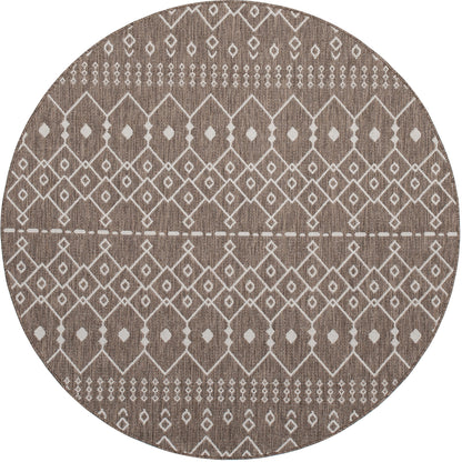 Nord Moroccan Tribal Indoor Outdoor Taupe Flatweave Rug