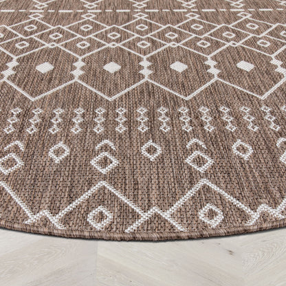 Nord Moroccan Tribal Indoor Outdoor Taupe Flatweave Rug