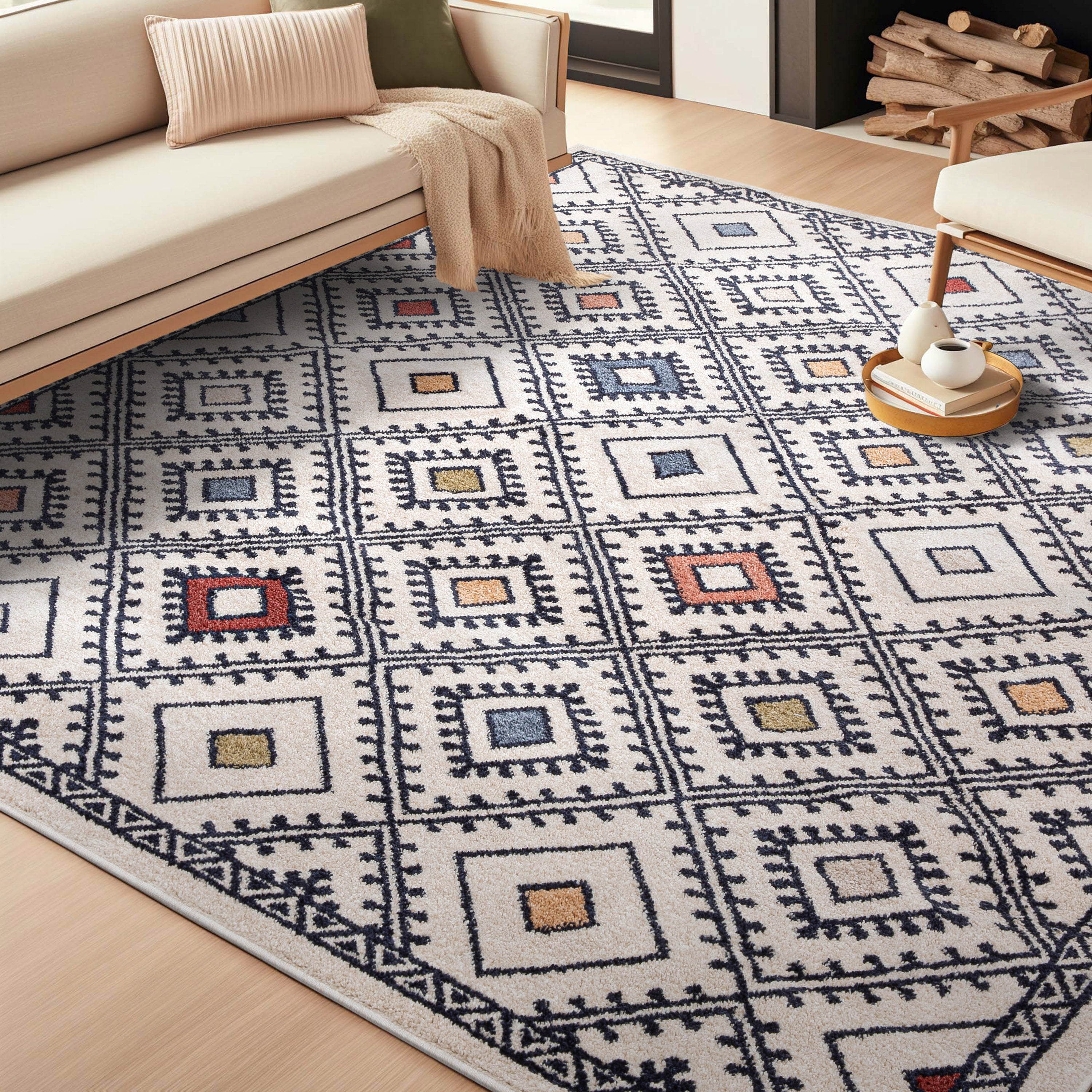 Moderne Bohemian Chic Tribal Moroccan Beige Rug