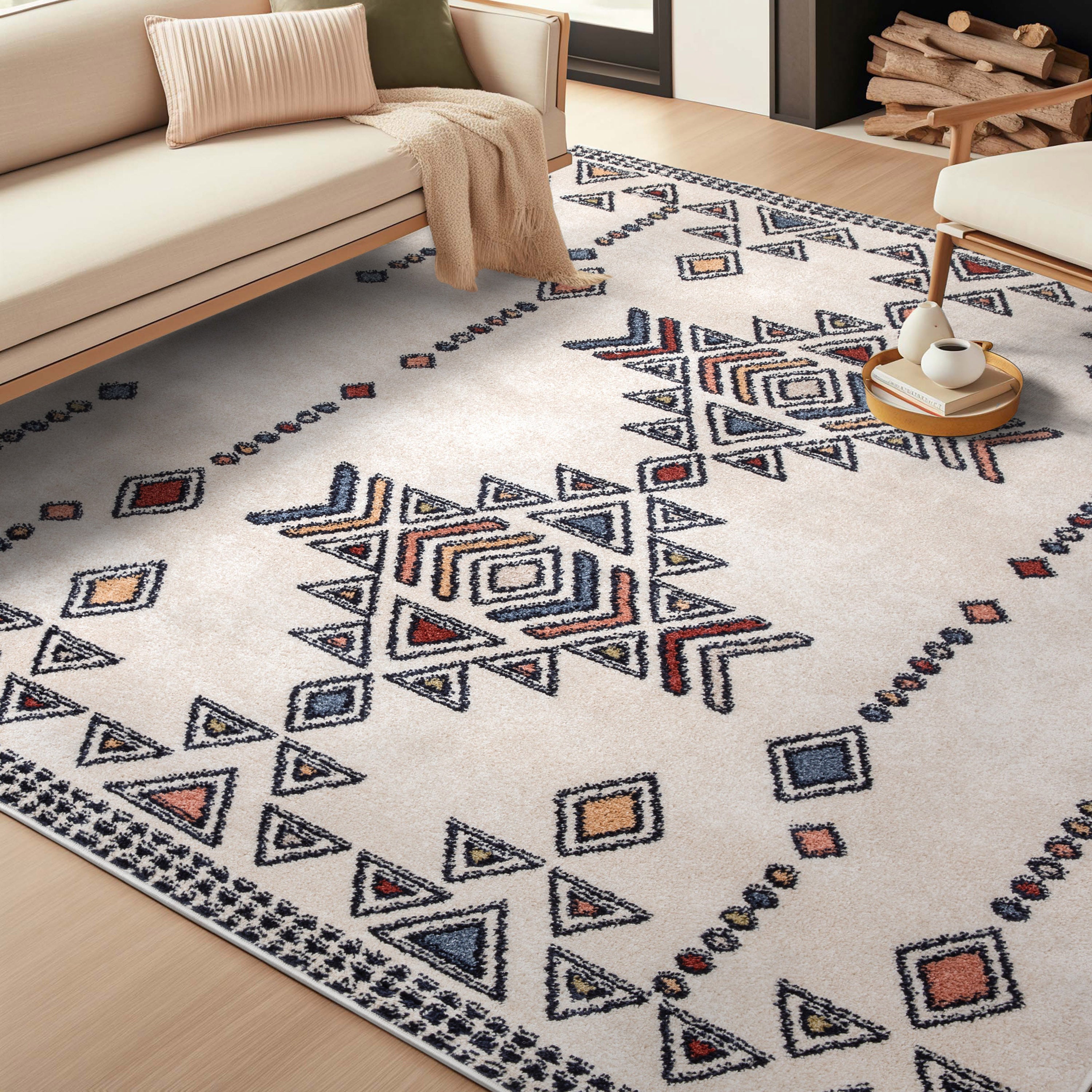 Huron Bohemian Vintage Tribal Beige Rug