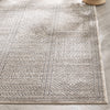 Lyre Tribal Mosaic Tile-Work Beige & Grey Distressed High-Low Rug