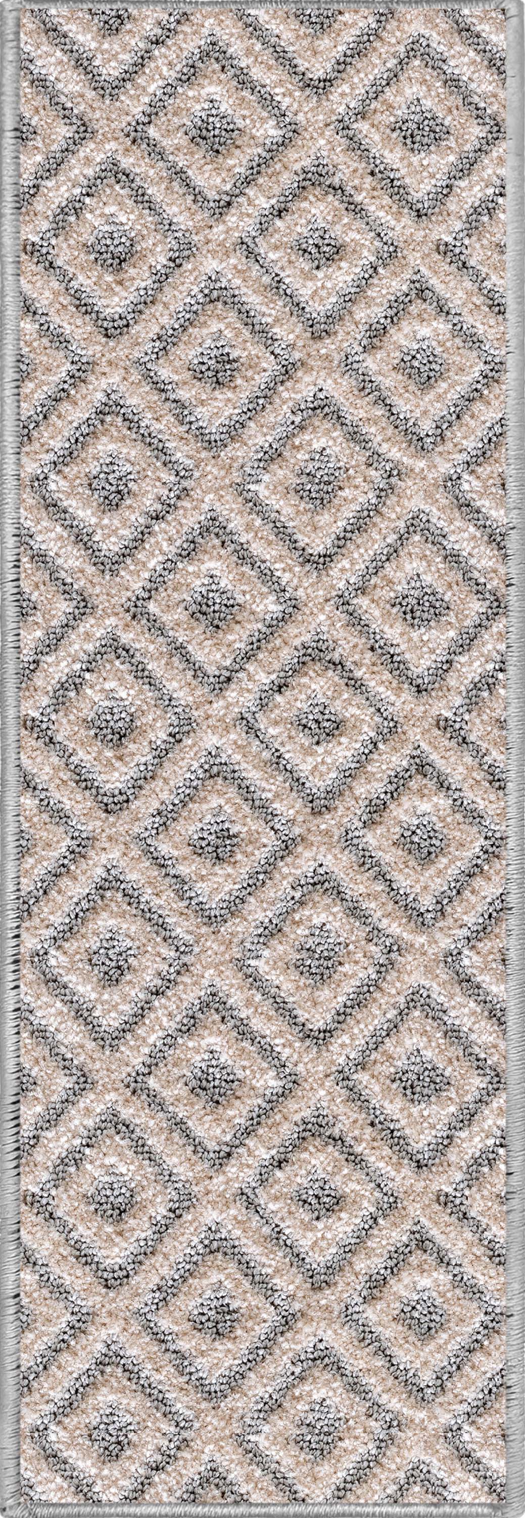 Pia Light Grey and Beige Stair Tread Rugs - Well Woven