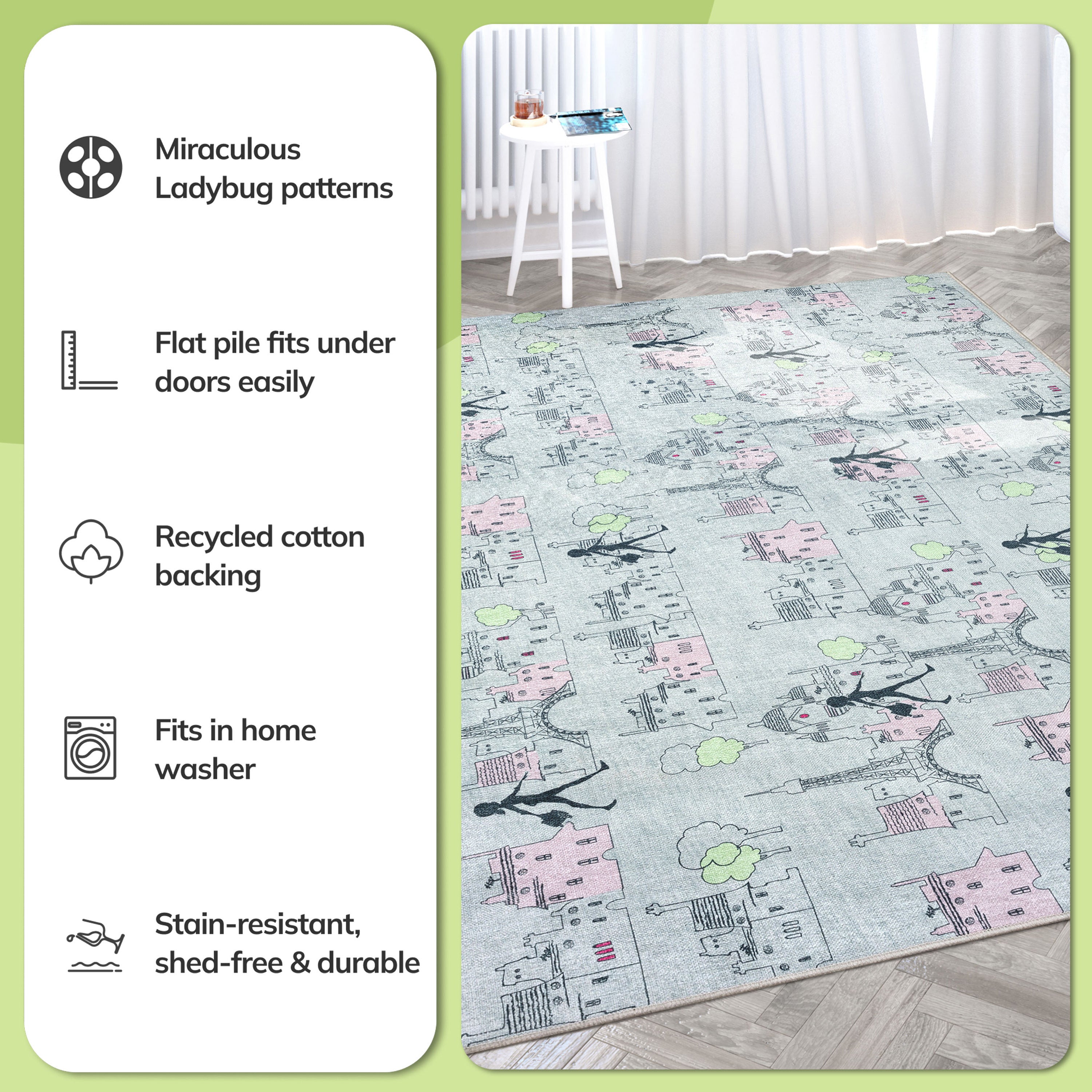 Miraculous Ladybug Walking In Paris Grey Area Rug by Well Woven