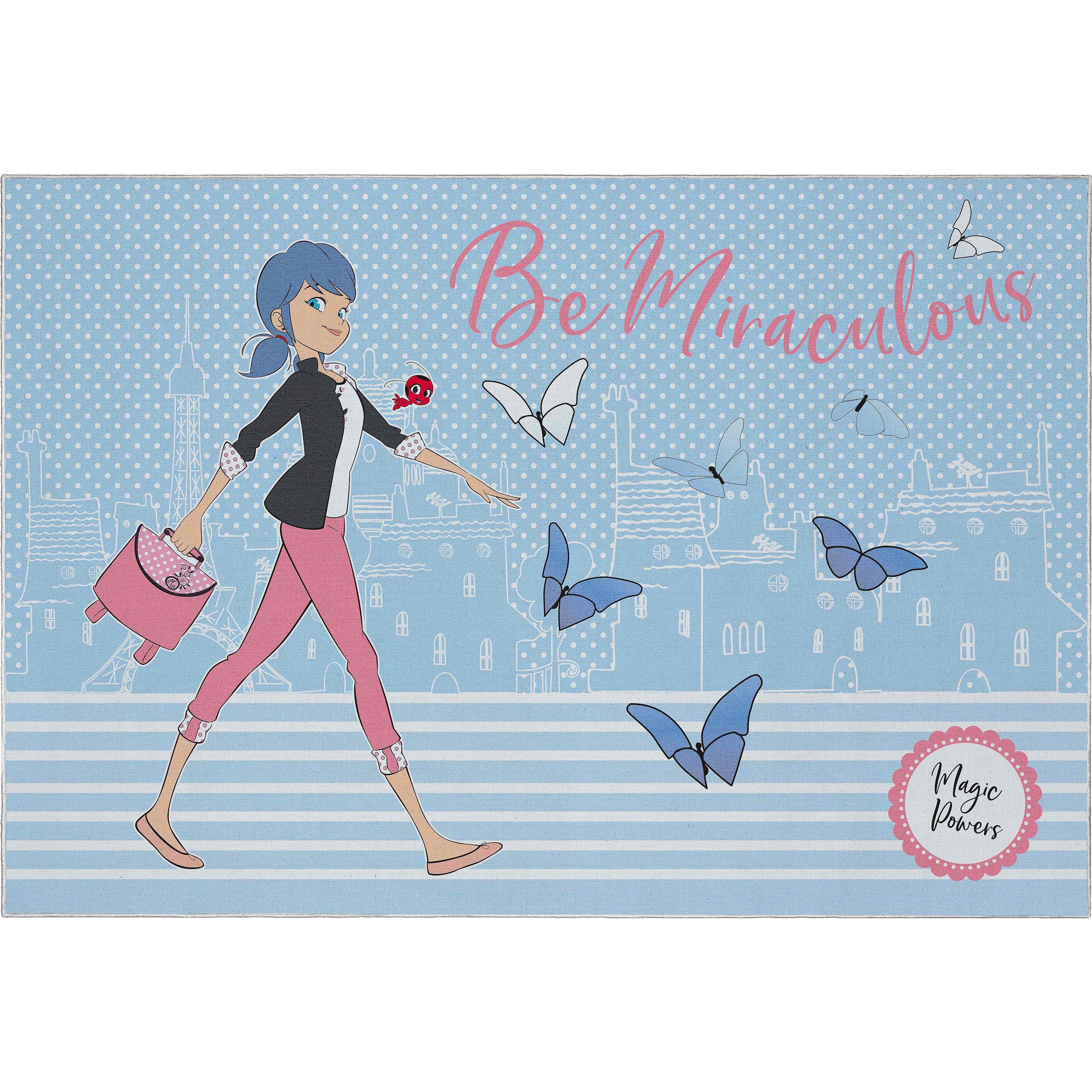 Miraculous Ladybug Be Miraculous Light Blue Area Rug by Well Woven