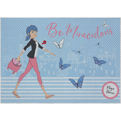 Miraculous Ladybug Be Miraculous Light Blue Area Rug by Well Woven