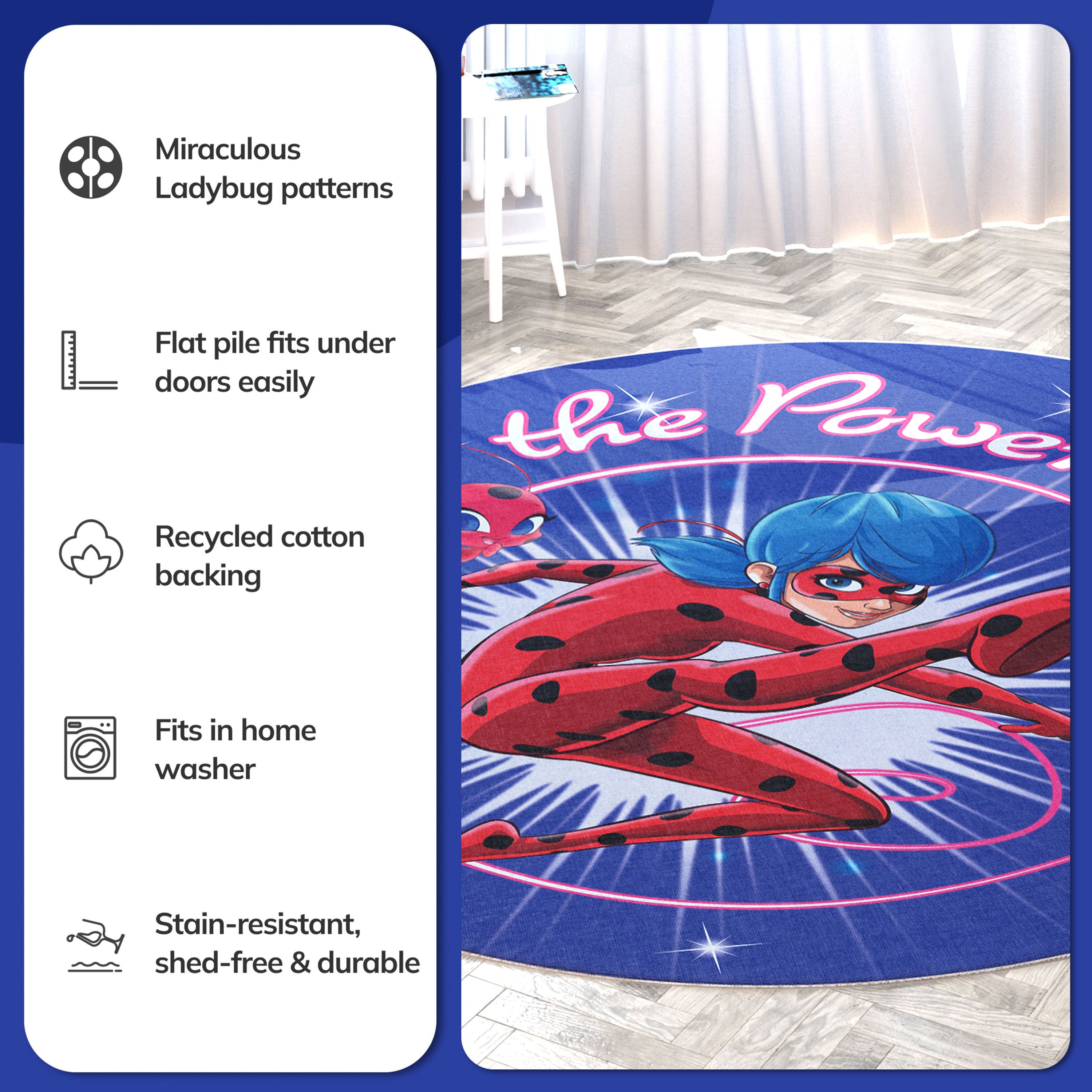 Miraculous Ladybug The Power of Luck Blue Area Rug by Well Woven