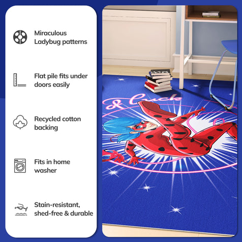 Miraculous Ladybug The Power of Luck Blue Area Rug by Well Woven