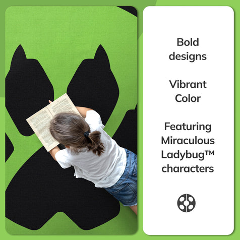 Miraculous Ladybug Cat Noir Symbol Green Area Rug by Well Woven