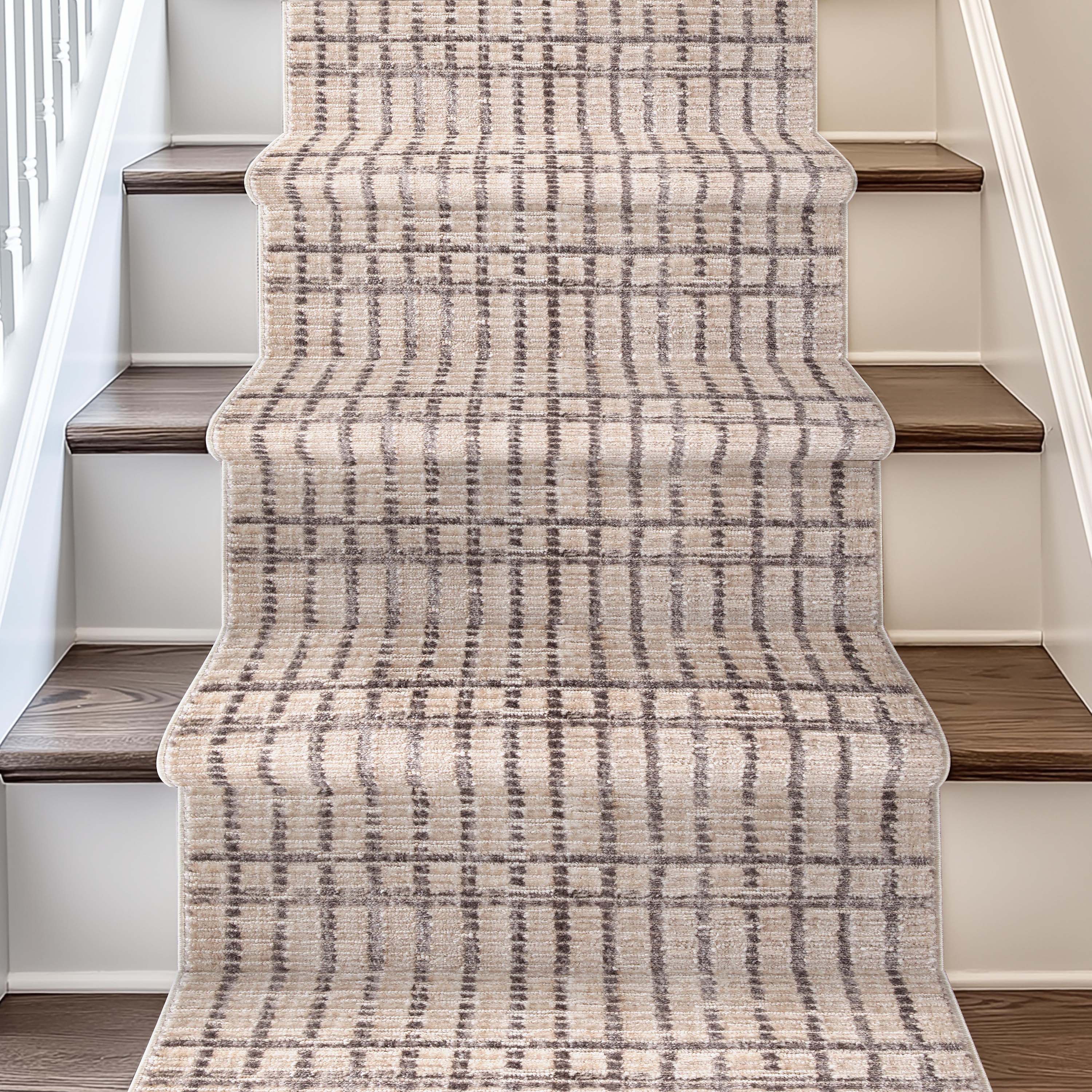 Custom Size Runner Skog Contemporary Geometric Ivory Choose Your Width x Choose Your Length - Perfect For Hallway, Stairs & Kitchen