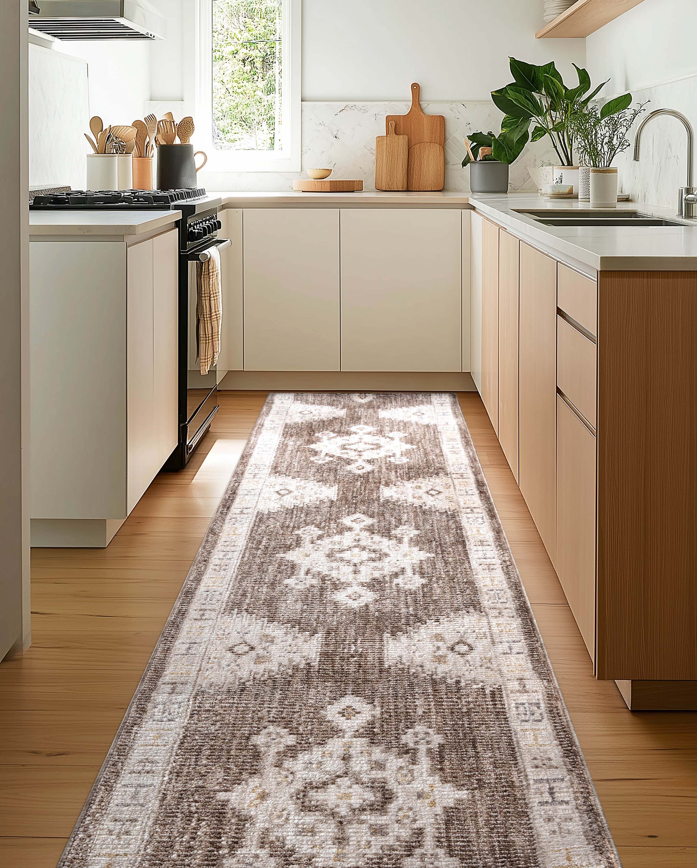 Custom Size Runner Isfjord Tribal Medallion Earth Choose Your Width x Choose Your Length - Perfect For Hallway, Stairs & Kitchen