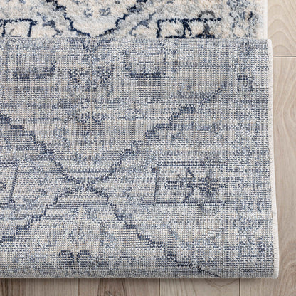 Custom Size Runner Camilla Farmhouse Medallion Ivory Blue Choose Your Width x Choose Your Length Hallway Runner Rug