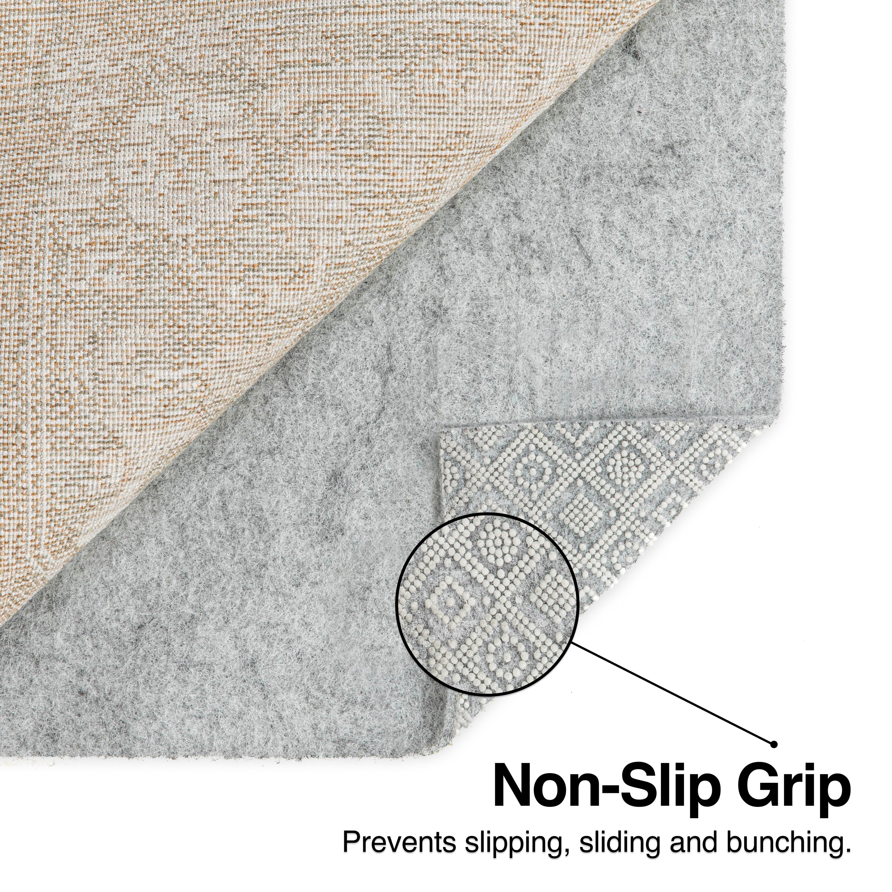 Non-Slip Felt Rug Pad – Easy to Trim, Safe for All Floors, Grey Cream Slim 1/8” Thickness