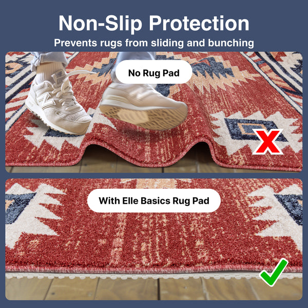 Elle Basics Rug Pad - Your Non-Slip Solution for Any Surface - 1/8" Thick Cushioned -  All-Floor Protection