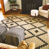 Rabia Natural-Fiber Tribal Black Hand-Woven Chunky-Textured Rug