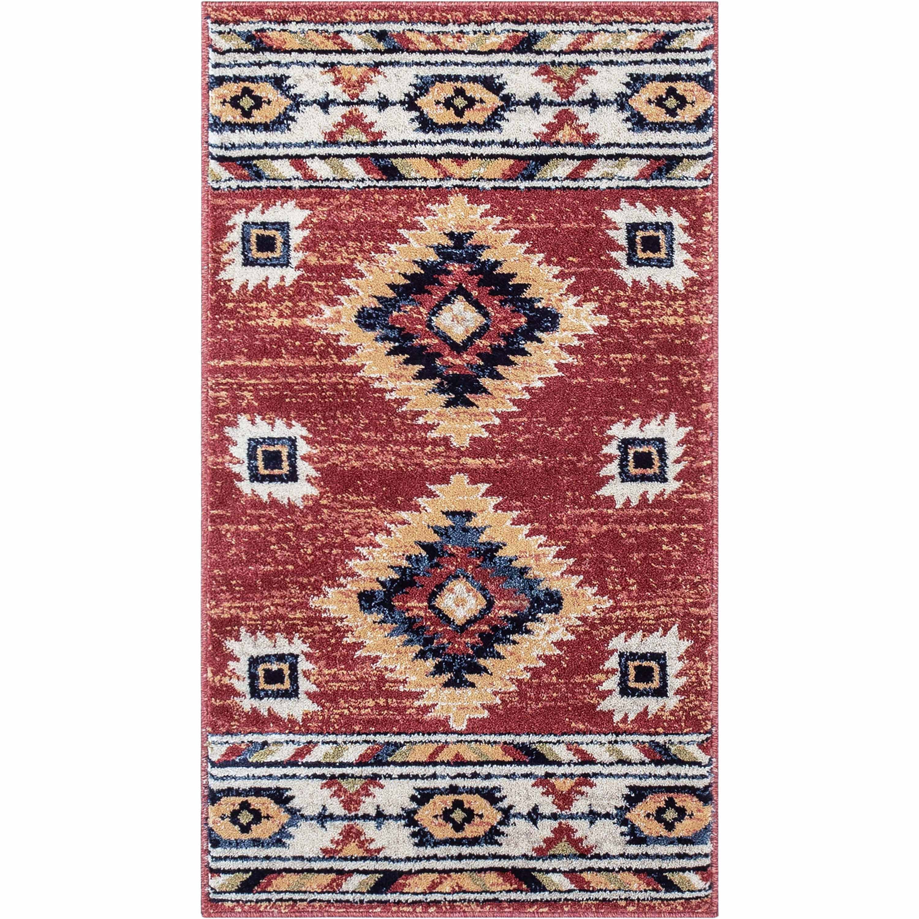 Lea Crimson Traditional Southwestern Tribal Rug