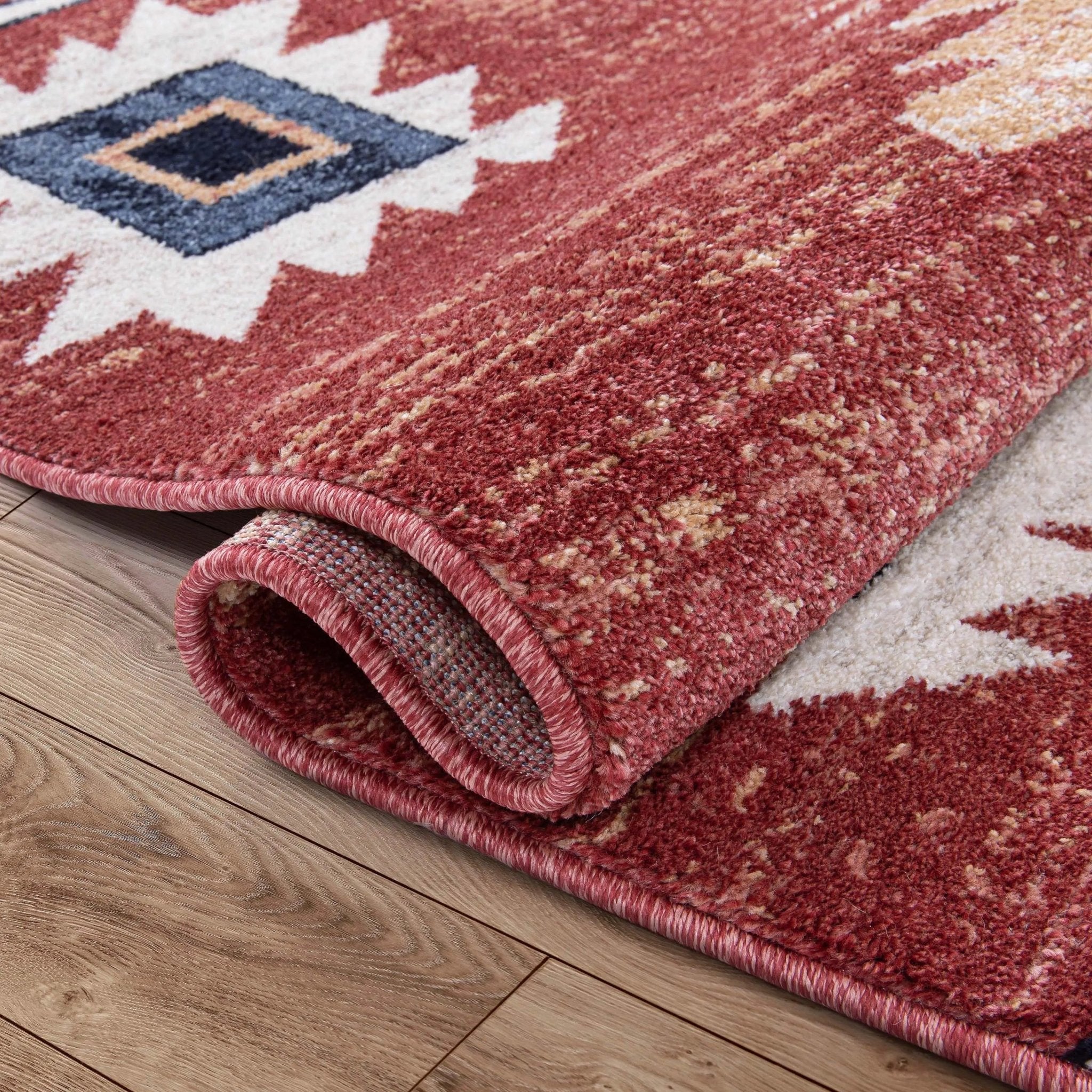Lea Crimson Traditional Southwestern Tribal Rug Well Woven