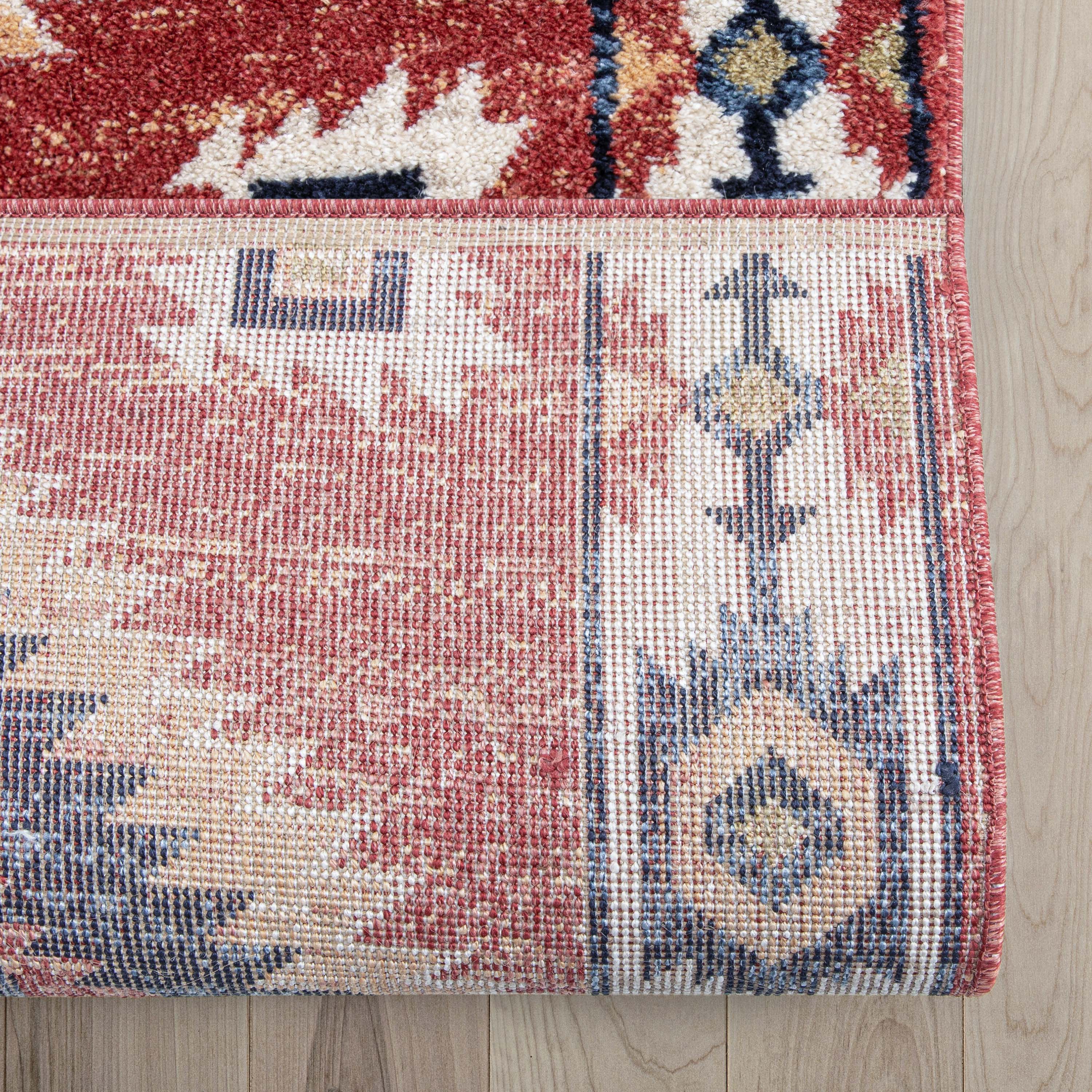 Custom Size Runner Lea Southwestern Red Choose Your Width x Choose Your Length Hallway Runner Rug