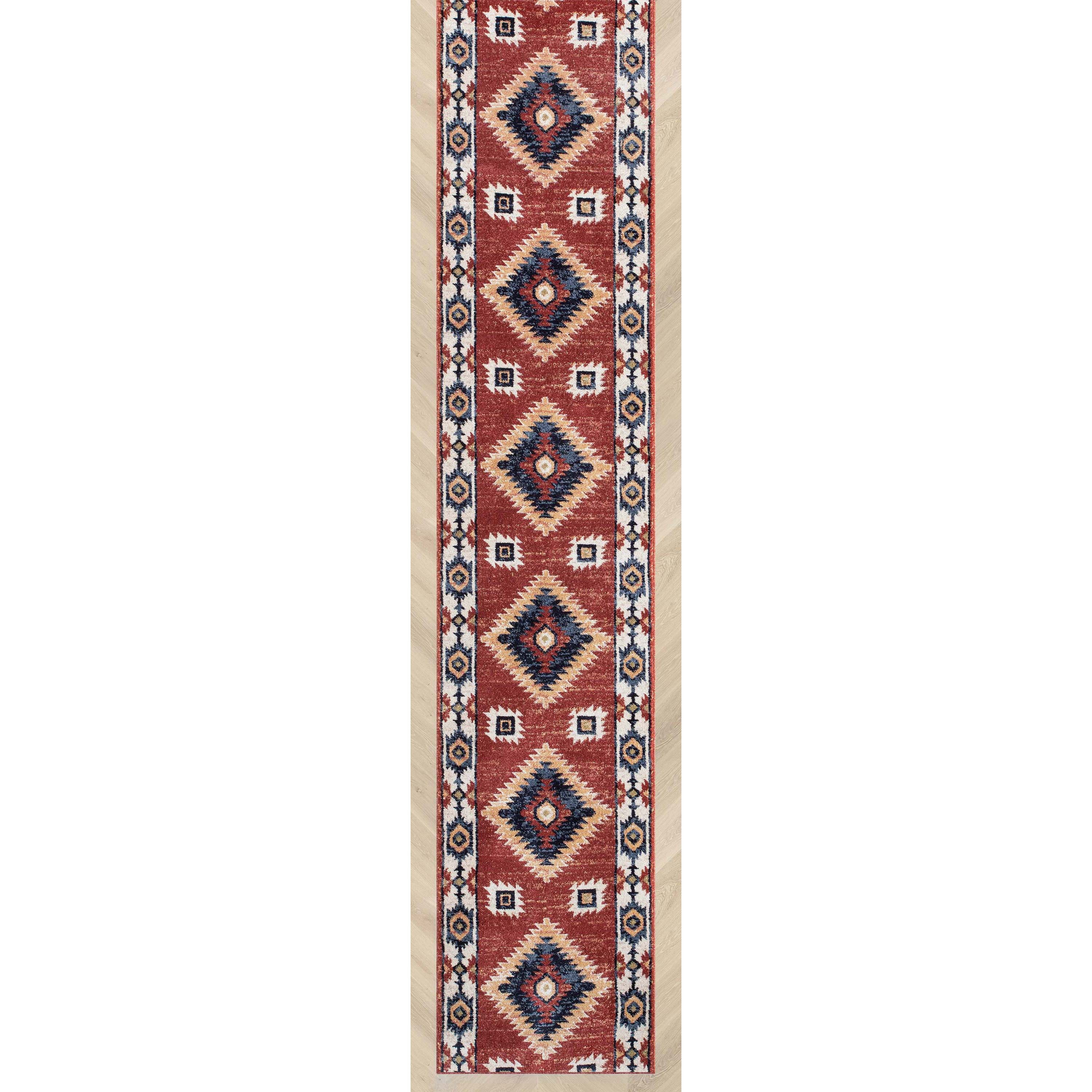 Custom Size Runner Lea Southwestern Red Choose Your Width x Choose Your Length Hallway Runner Rug