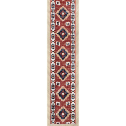 Custom Size Runner Lea Southwestern Red Choose Your Width x Choose Your Length Hallway Runner Rug