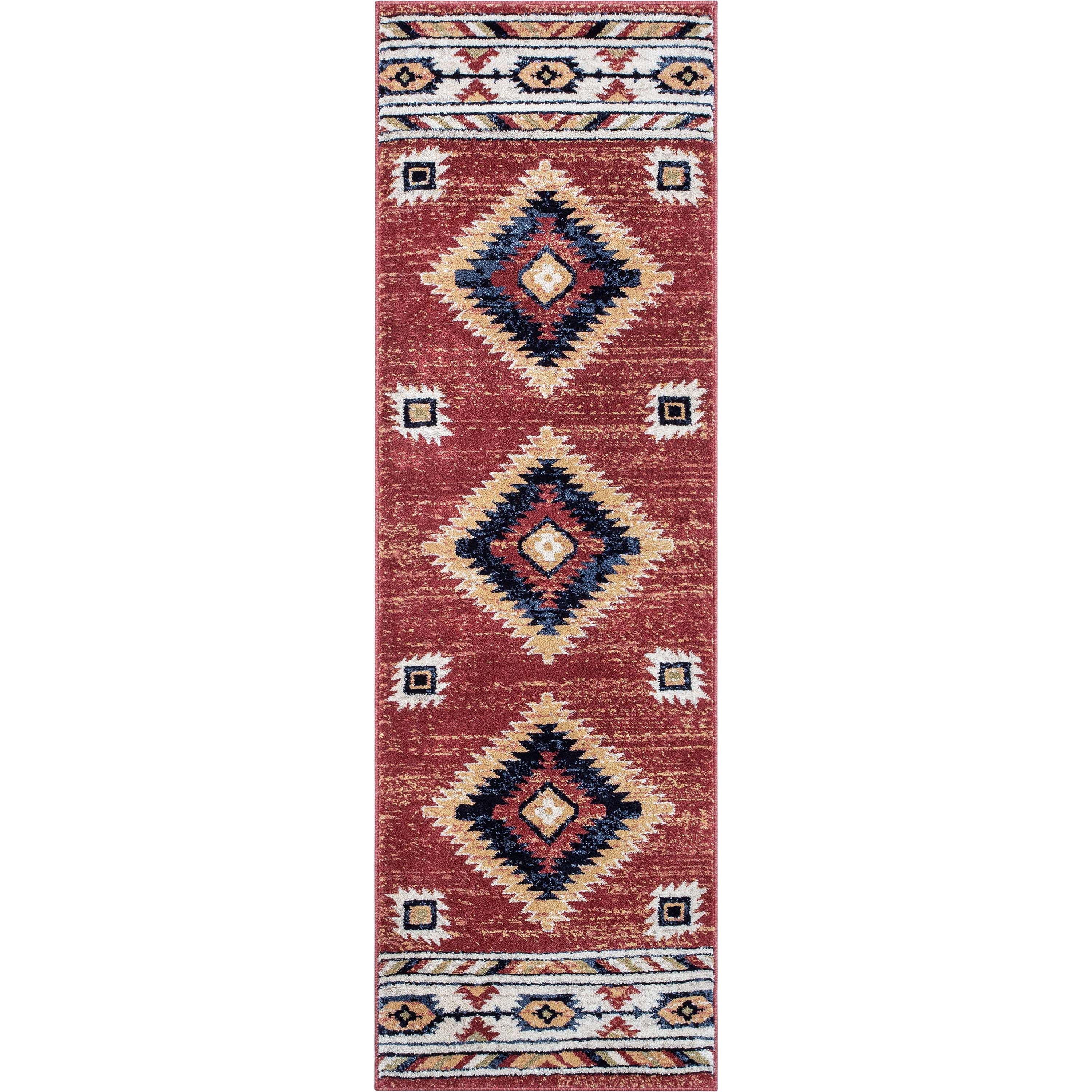 Lea Crimson Traditional Southwestern Tribal Rug