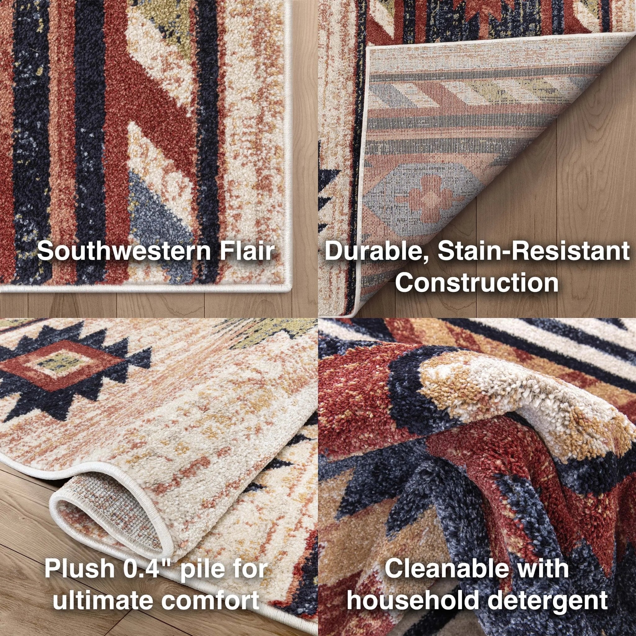 Lea Cream Traditional Southwestern Tribal Rug Well Woven