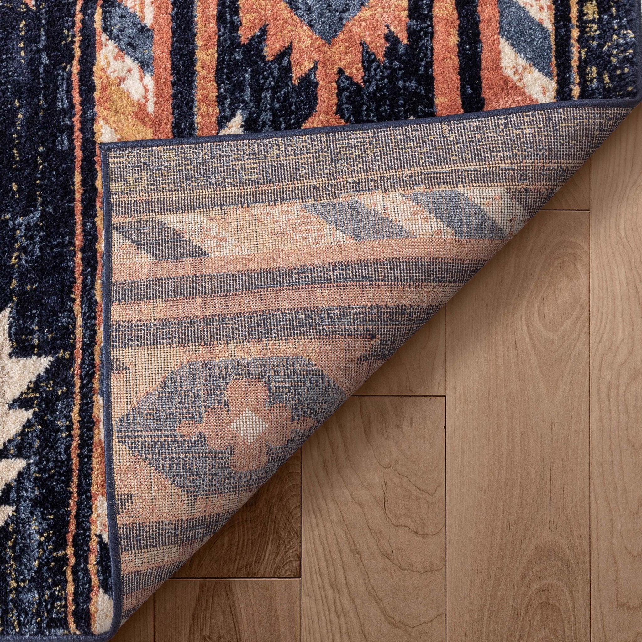 Lea Blue Traditional Southwestern Tribal Rug Well Woven