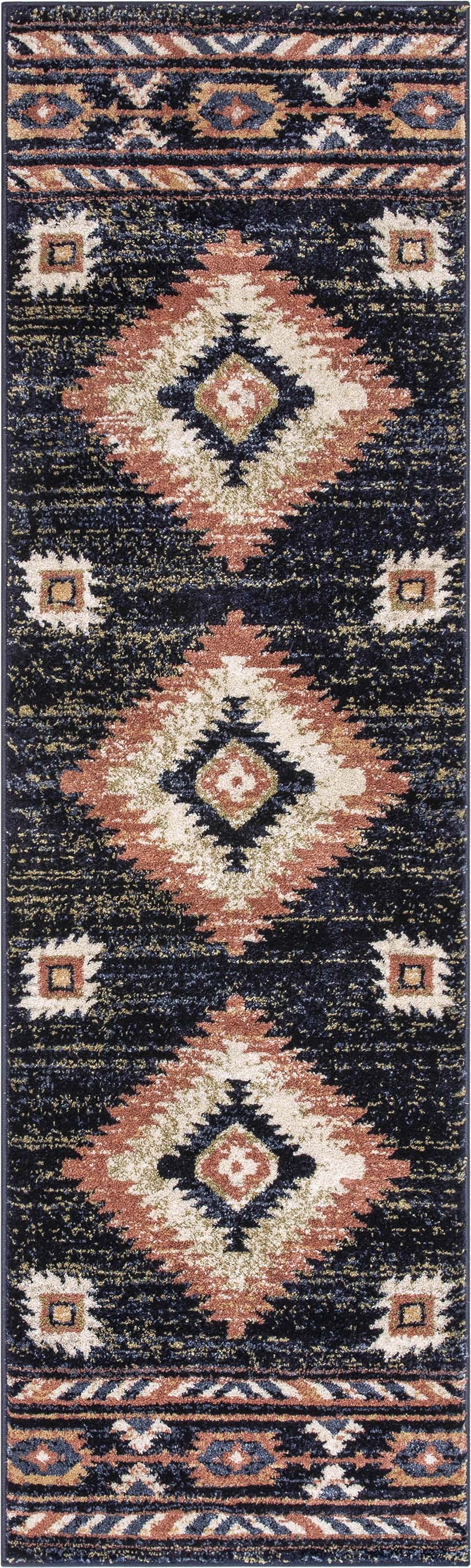 Lea Blue Traditional Southwestern Tribal Rug