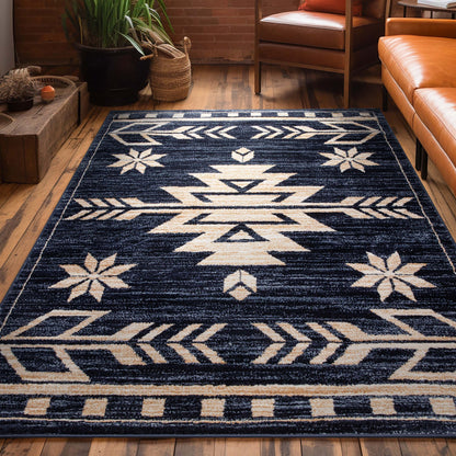 Canton Southwestern Tribal Bohemian Blue Rug