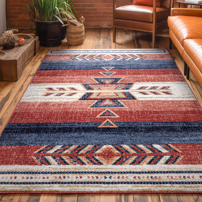 Dustin Southwestern Tribal Medallion Crimson Rug