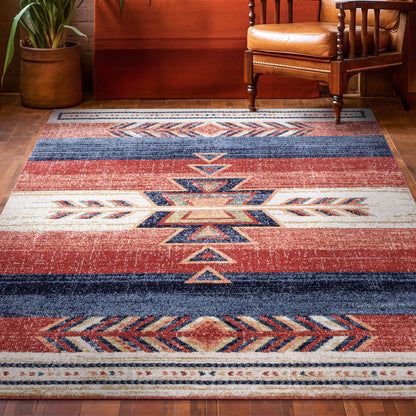 Dustin Southwestern Tribal Medallion Crimson Rug