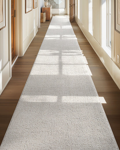 Custom Size Hallway & Stair Runner - Como Ivory Choose Your Width x Choose Your Runner Length- Made to Order Runner - Ultra-Soft,  Tweed Tonal Colors - Looped Pile