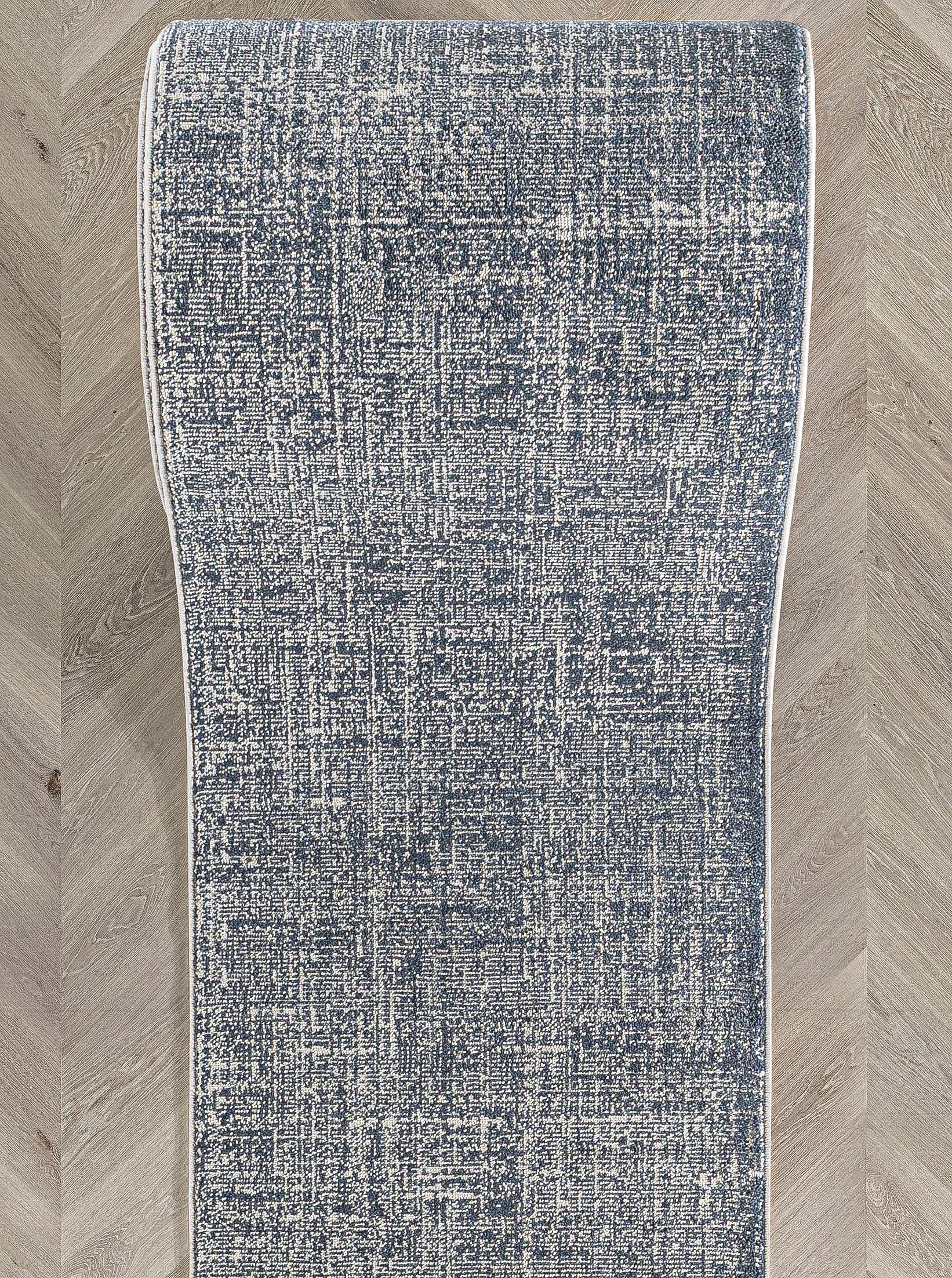 Custom Size Hallway & Stair Runner - Como Dark Blue Choose Your Width x Choose Your Runner Length- Made to Order Runner - Ultra-Soft, Tweed Tonal Colors - Looped Pile