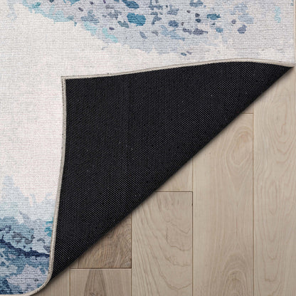 Tokyo Abstract Marble Blue Flatweave Rug