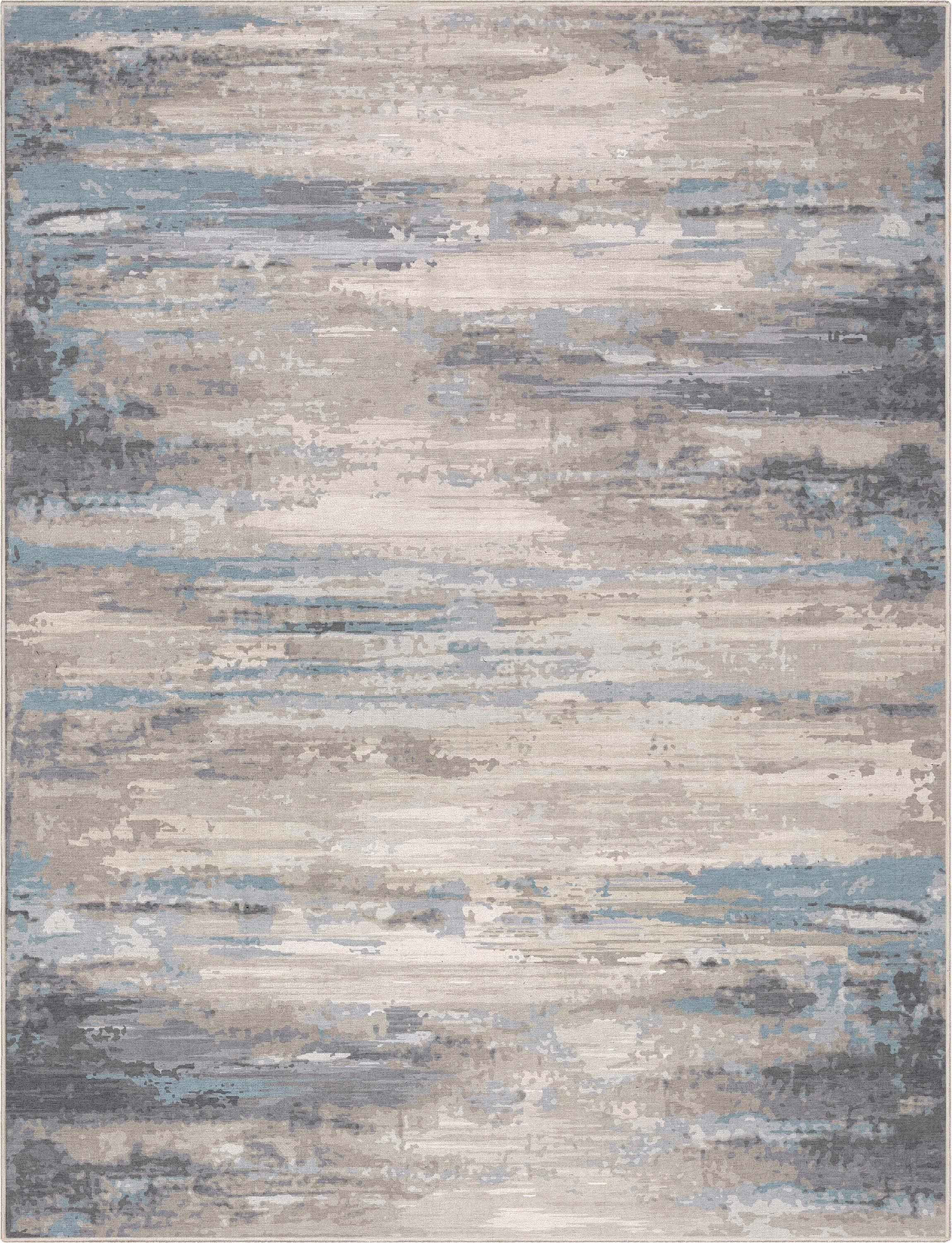 Tuscany Abstract Brushstroke Beige Blue Flatweave Rug