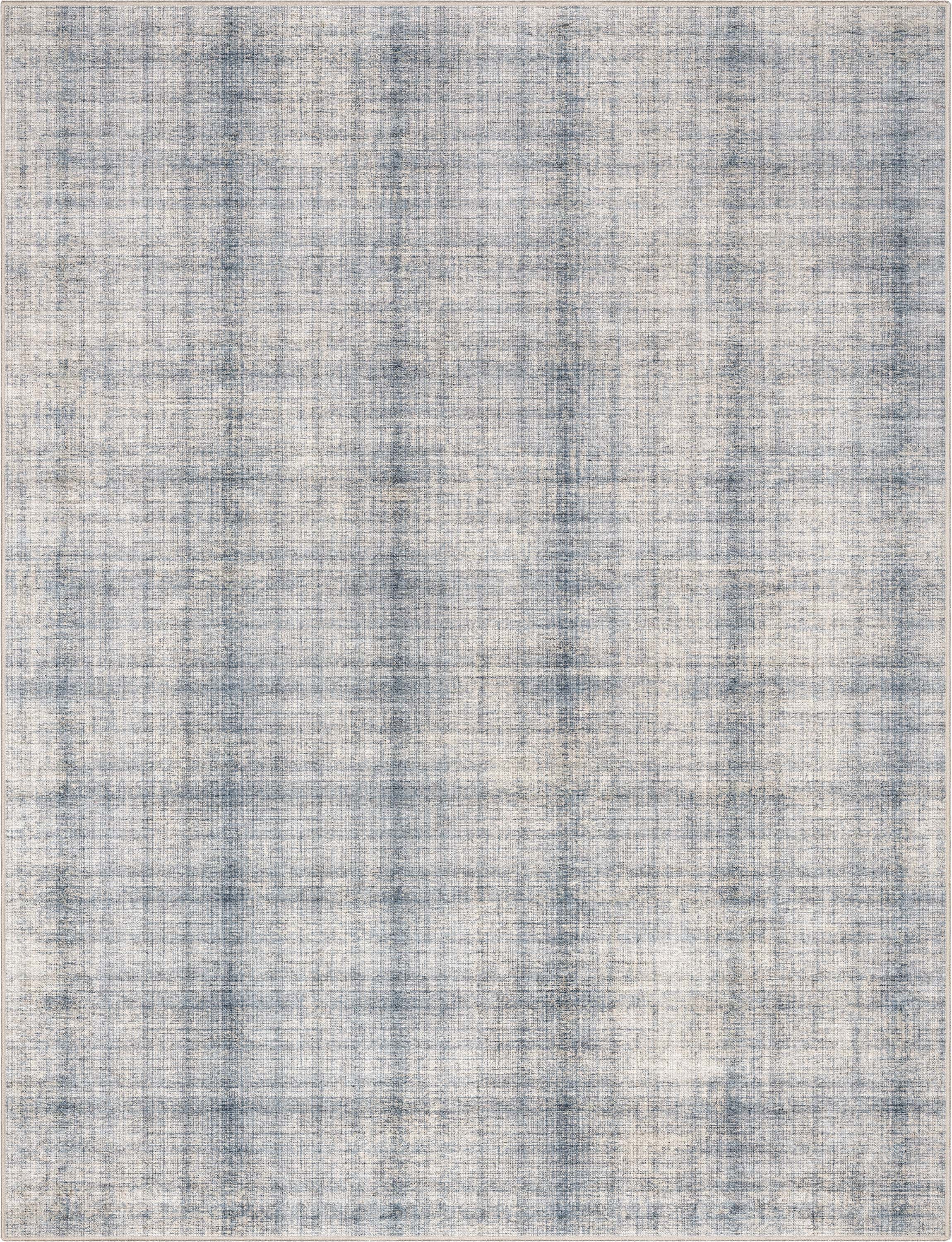 Rio Abstract Plaid Blue Cream Flatweave Rug