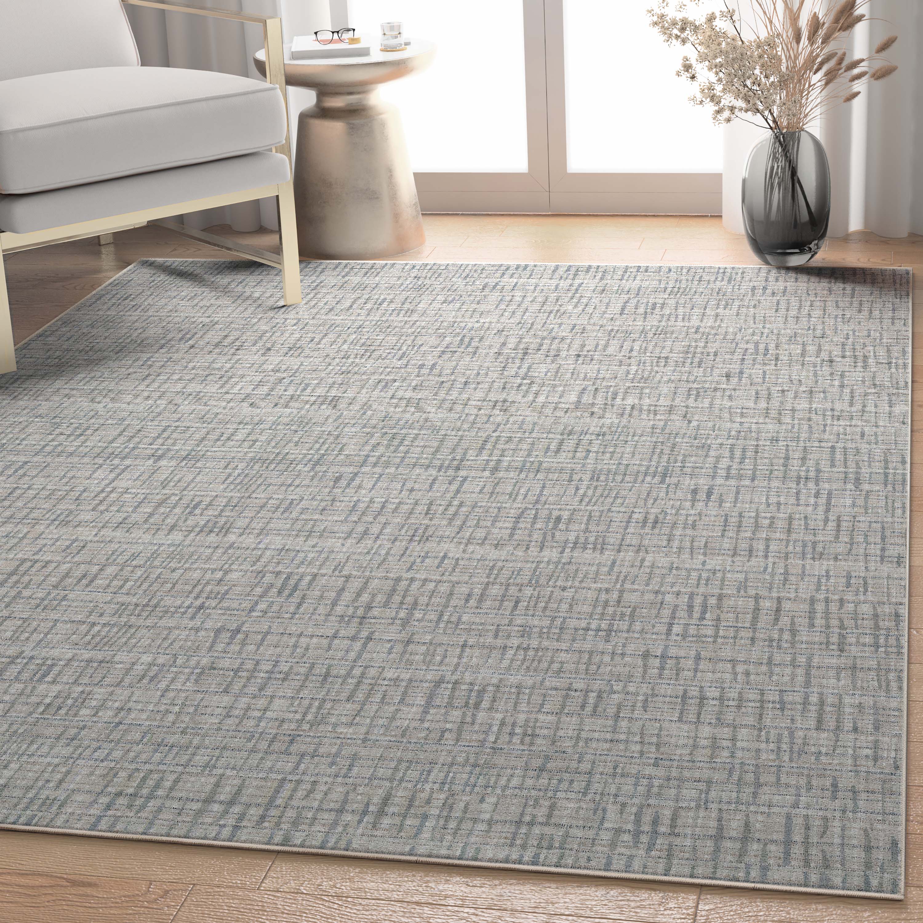 Bali Abstract Plaid Beige Flatweave Rug