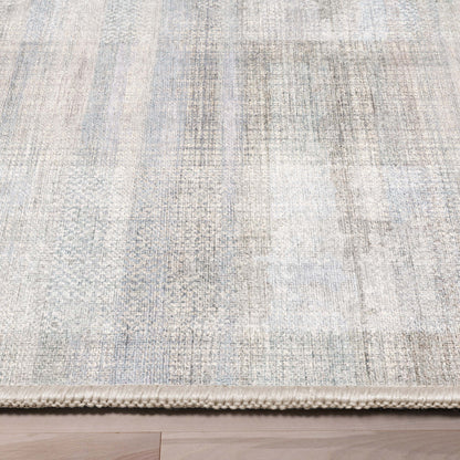 Parquet Abstract Plaid Beige Flatweave Rug