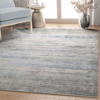 Havana Abstract Geometric Lines Beige Blue Flatweave Rug