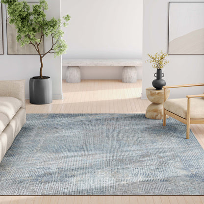 Acropolis Abstract Geometric Lines Blue Flatweave Rug