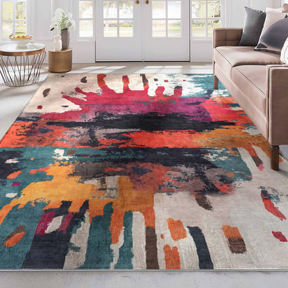 Apollo Chromatic Splash – Bold Paint-Splatter Flat Woven Multicolor Rug